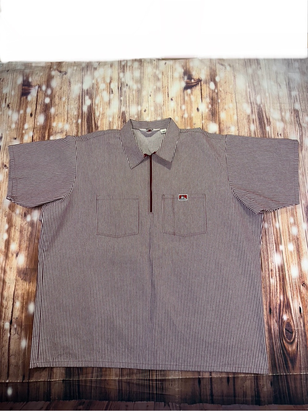 Ben Davis Men's Short Sleeve Shirt 1/2 Zip 
2 Front Pockets Burgundy Size 3XL